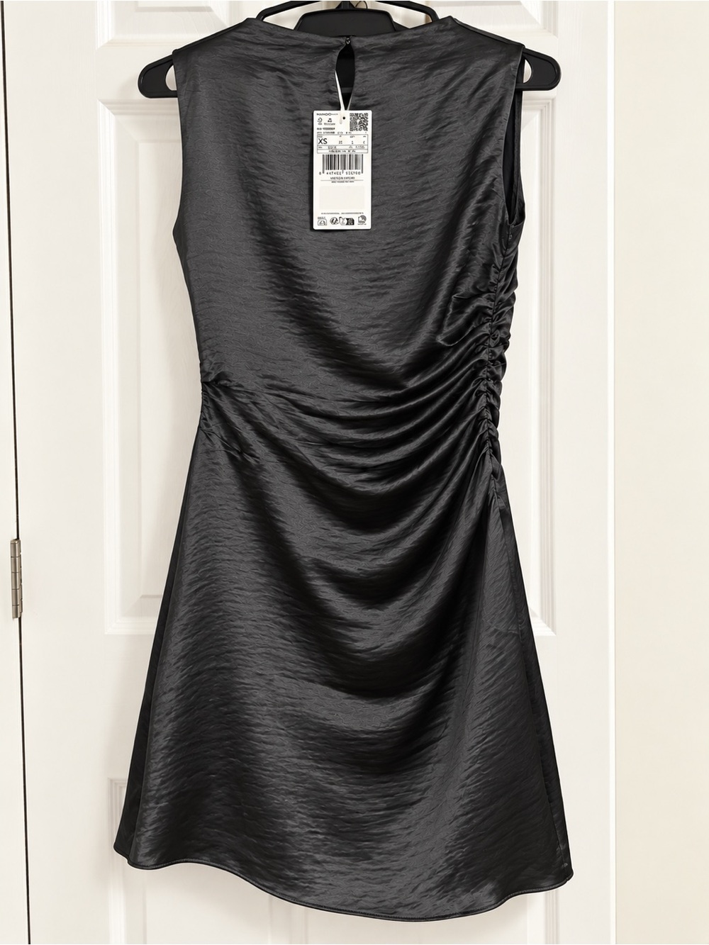 Mango Black Satin Ruched Dress – XS – NWT - Picture 3 of 4